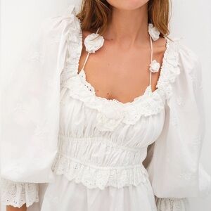 🤍 For Love & Lemons Tiana Mini Dress Size L (White)